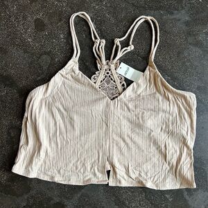 Aerie | Cream Lace Cropped Tank Top